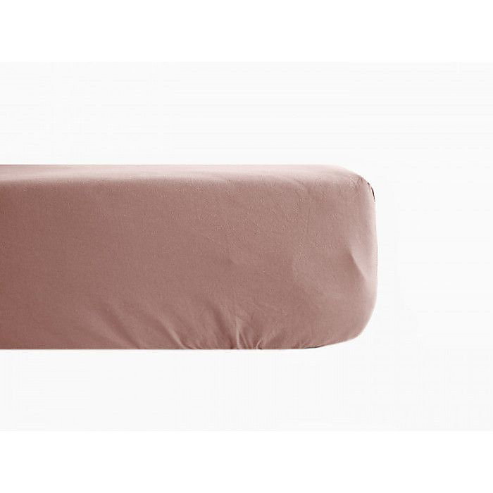 Drap housse percale pur coton peigné longues fibres 80 fils/cm² avec bonnet de 35 cm Vent du sud – 160 × 200, Rose