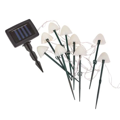Une solution pour l’extérieur：Lot de 10 balises solaires champignons coloris blanc en plastique - 200 x 66 cm