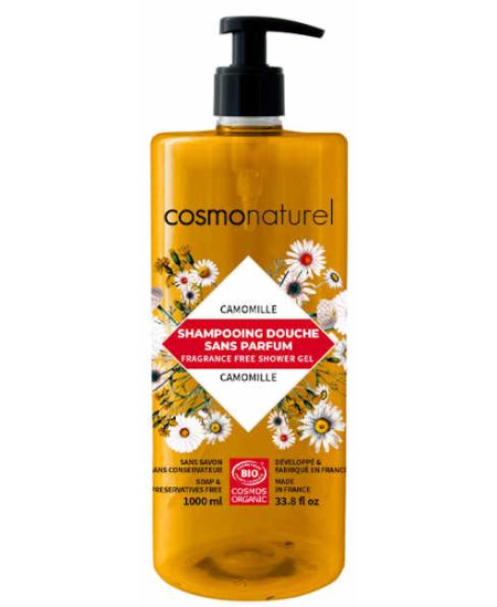Cosmo Naturel Shampooing douche sans parfum à l'extrait de Camomille 1 litre