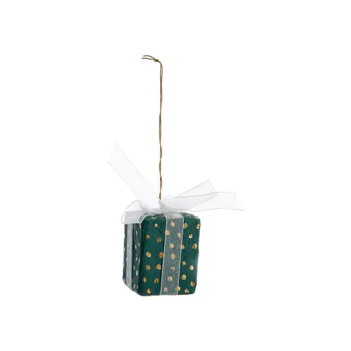 Facile extérieur:Décoration à suspendre cadeau en coton mâché vert et doré - 5 x 4 cm