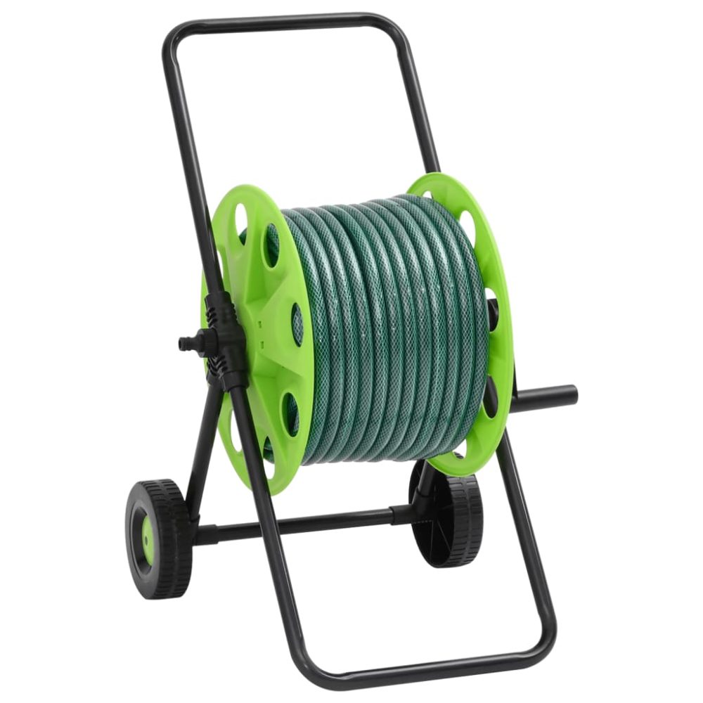 vidaXL Chariot enrouleur vert avec jeu de raccords de tuyaux 1,9cm 30m