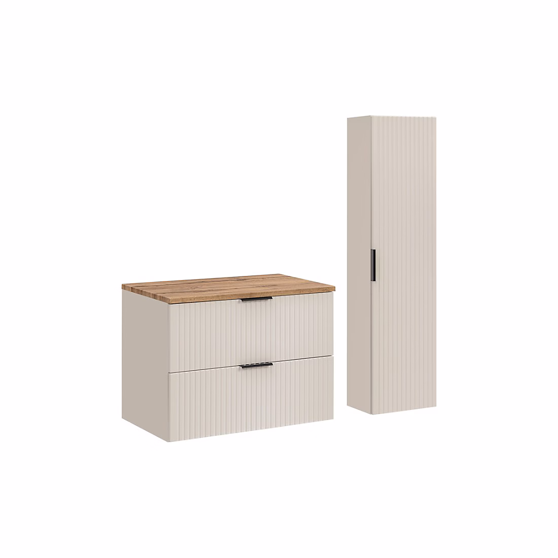 Ensemble de salle de bains NOXERA 80 cm Marron congo & chene Wotan Meuble et colonne – Réf. PFJFMFWXR1321775047