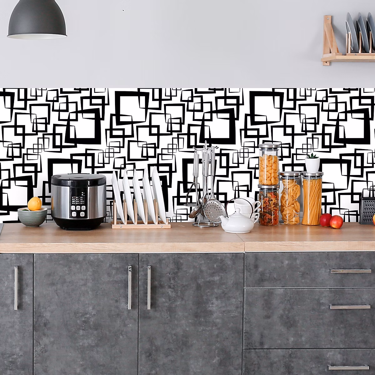 Crédence adhésive design abstrait noir et blanc – 40 × 400cm