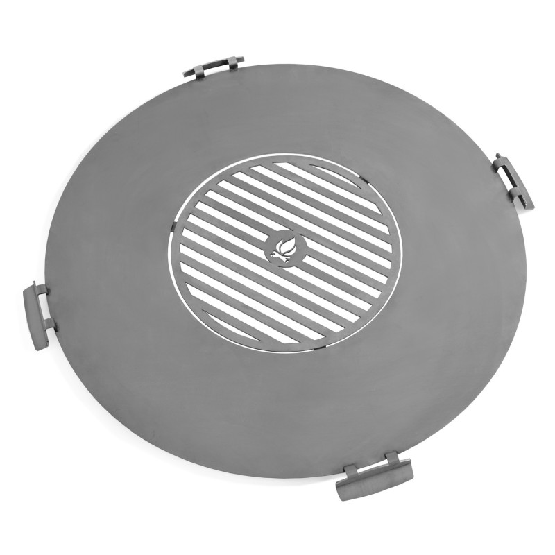 Plaque en acier inox pour Brasero 78 cm avec une grille 37 cm et 4 poignées - Réf 222411