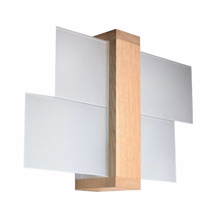 Applique Murale Bois 2 rectangles de Verre pour Ampoule E27 – SILUMEN, Marron