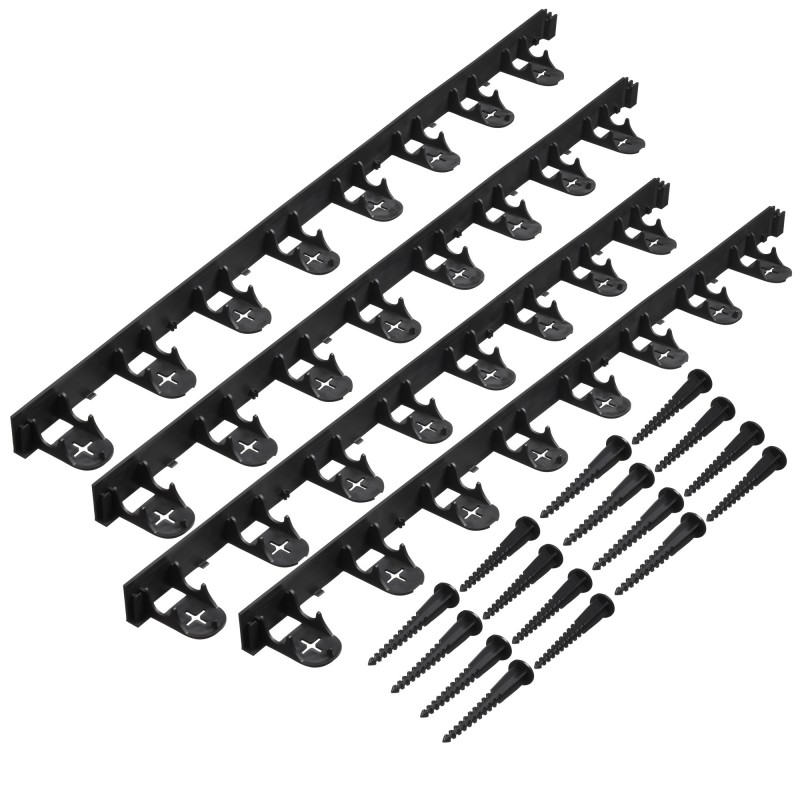 Bordure pour gazon en PP - Noir, 4 mètres + 16 ancres