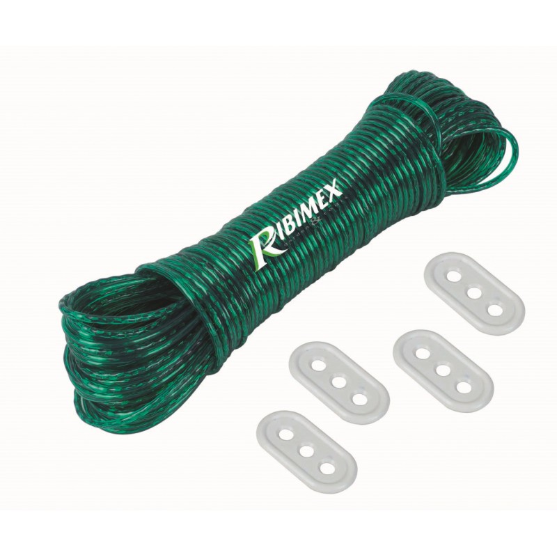 Corde à linge 40 m avec 4 tendeurs - PVC renforcé