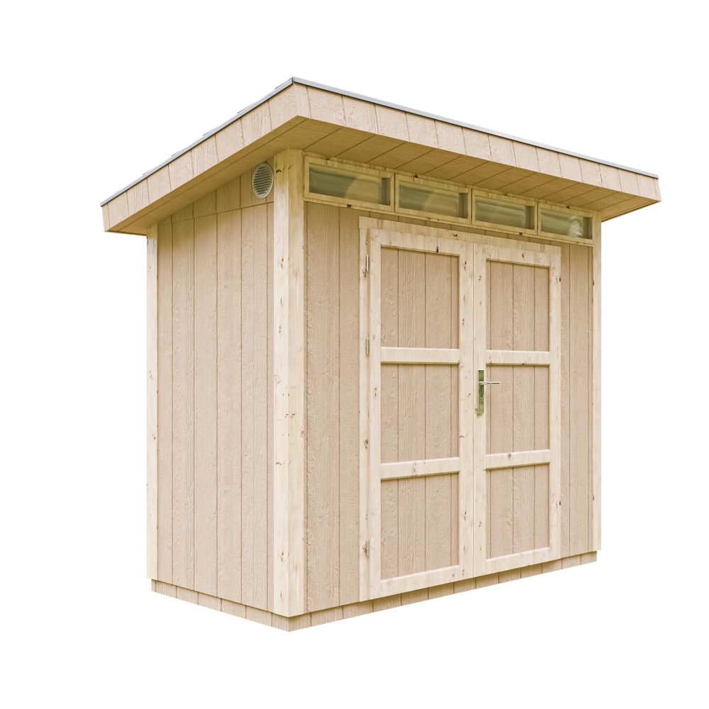 TIMBELA Abri de Jardin Qualité Premium 3m²/L161xL294xH239 cm avec sol, bardeaux bitumineux M901A
