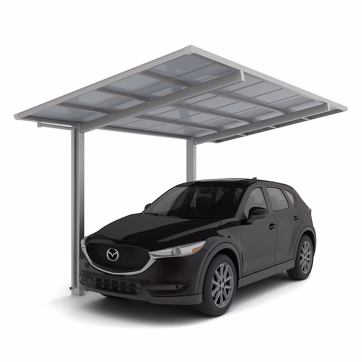 Carport simple – charge de toiture 75kg/m² | Anodisé coloris inox brillant | Linea Ximax