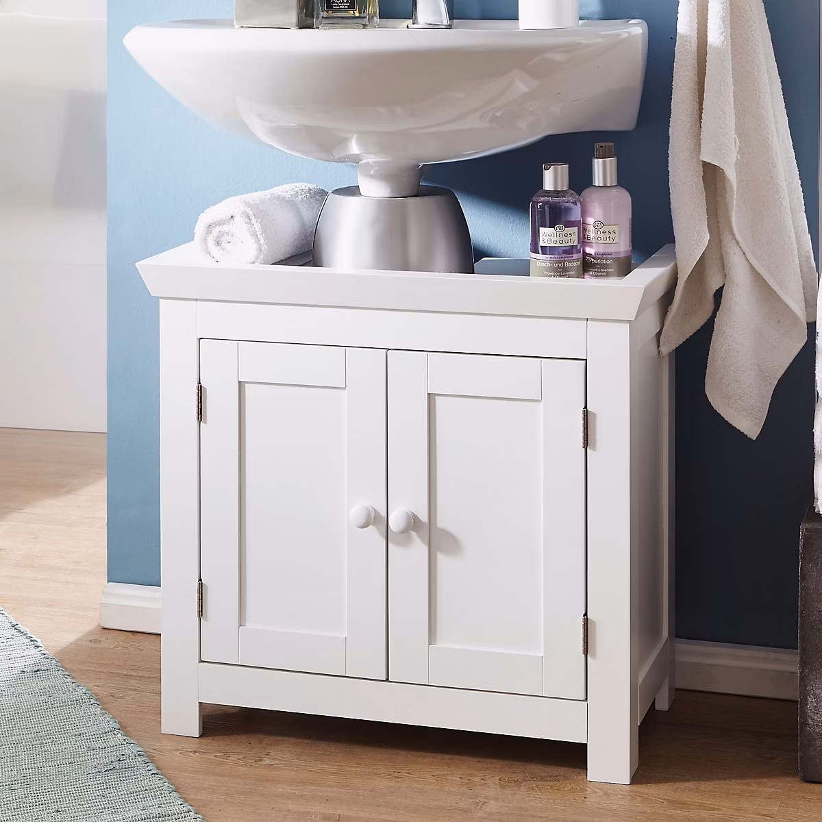 Évier armoire avec 57x55 – 5 × 30 cm Blanc Meuble vasque a poser Design Bain FineBuy