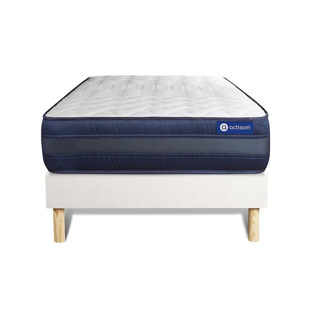 Ensemble – Matelas Latex et mémoire de forme 24cm d'épaisseur | 5 zones de confort | Confort très ferme | Sommier tapissier en kit