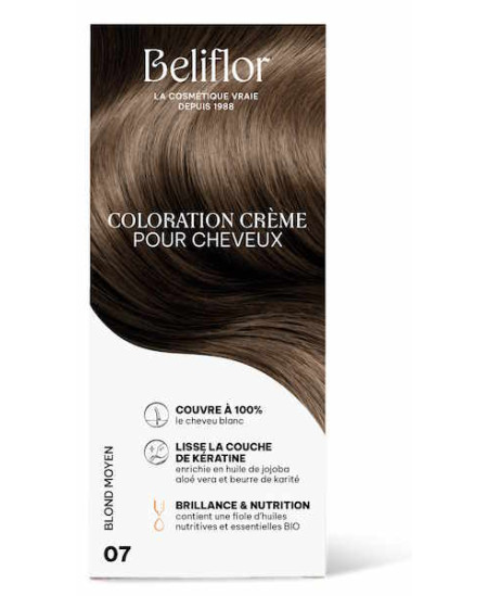 Beliflor Coloration Crème pour Cheveux 07 Blond Moyen