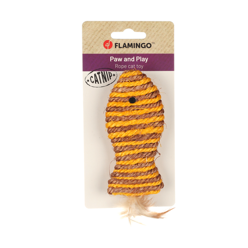 JOUET POUR CHAT FLAMINGO® JUSTO POISSON BRUN & JAUNE