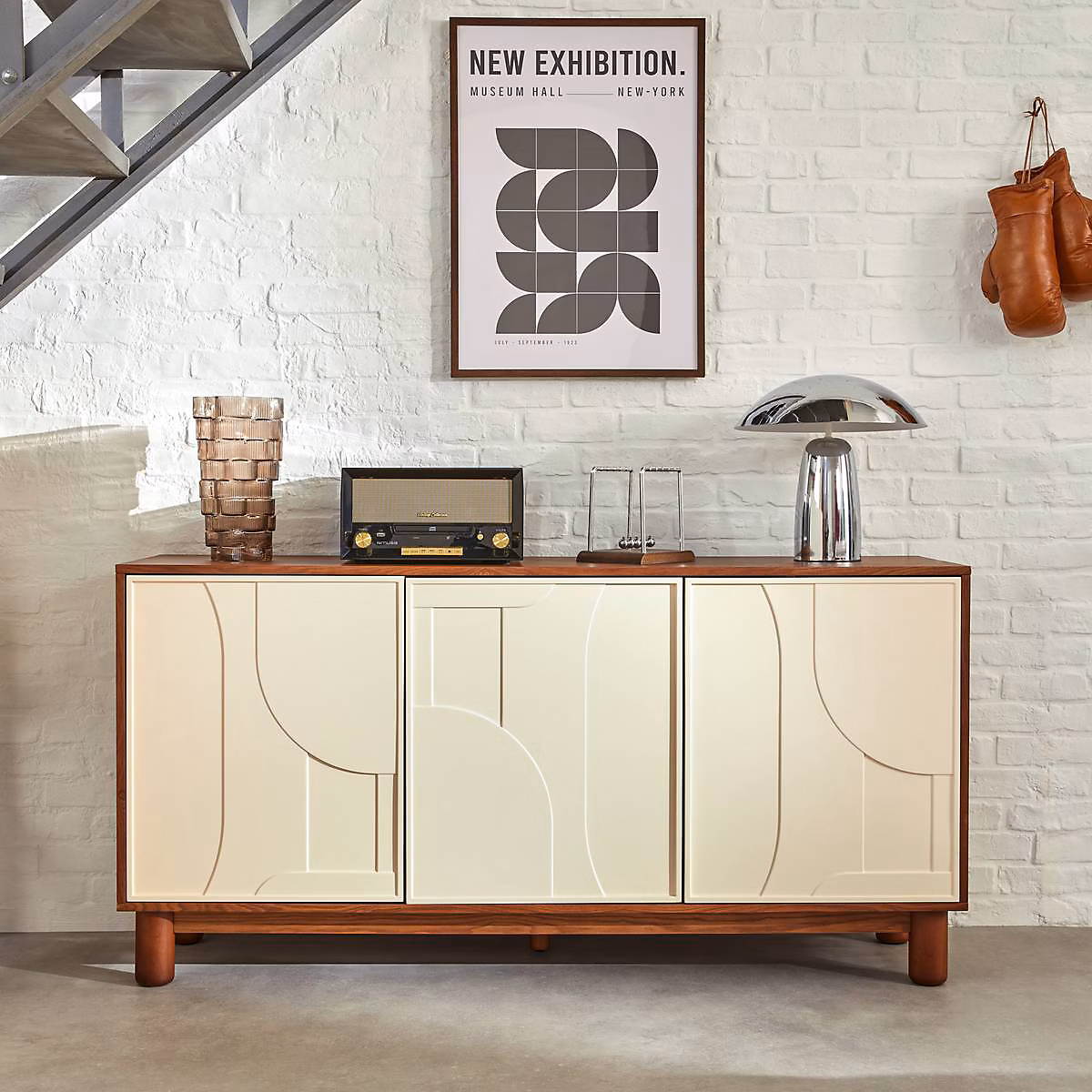 Buffet 3 portes 6 étagères Jilani marron 150 × 40cm – Atmosphera Créateur d'intérieur