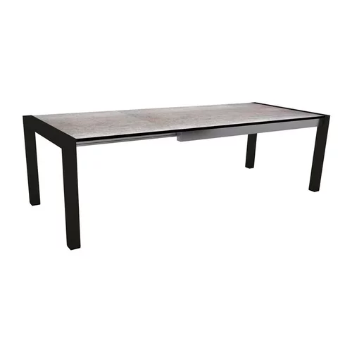 Jardin choix：Table extérieure coloris noir mat/smocky en aluminium Stern - 214/254/294 x 100 x 75 cm