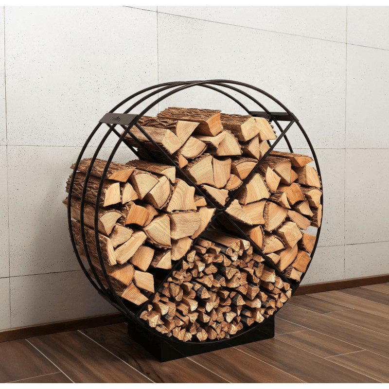 Porte-bûches RONDO 80x25cm - Rangement acier soudé