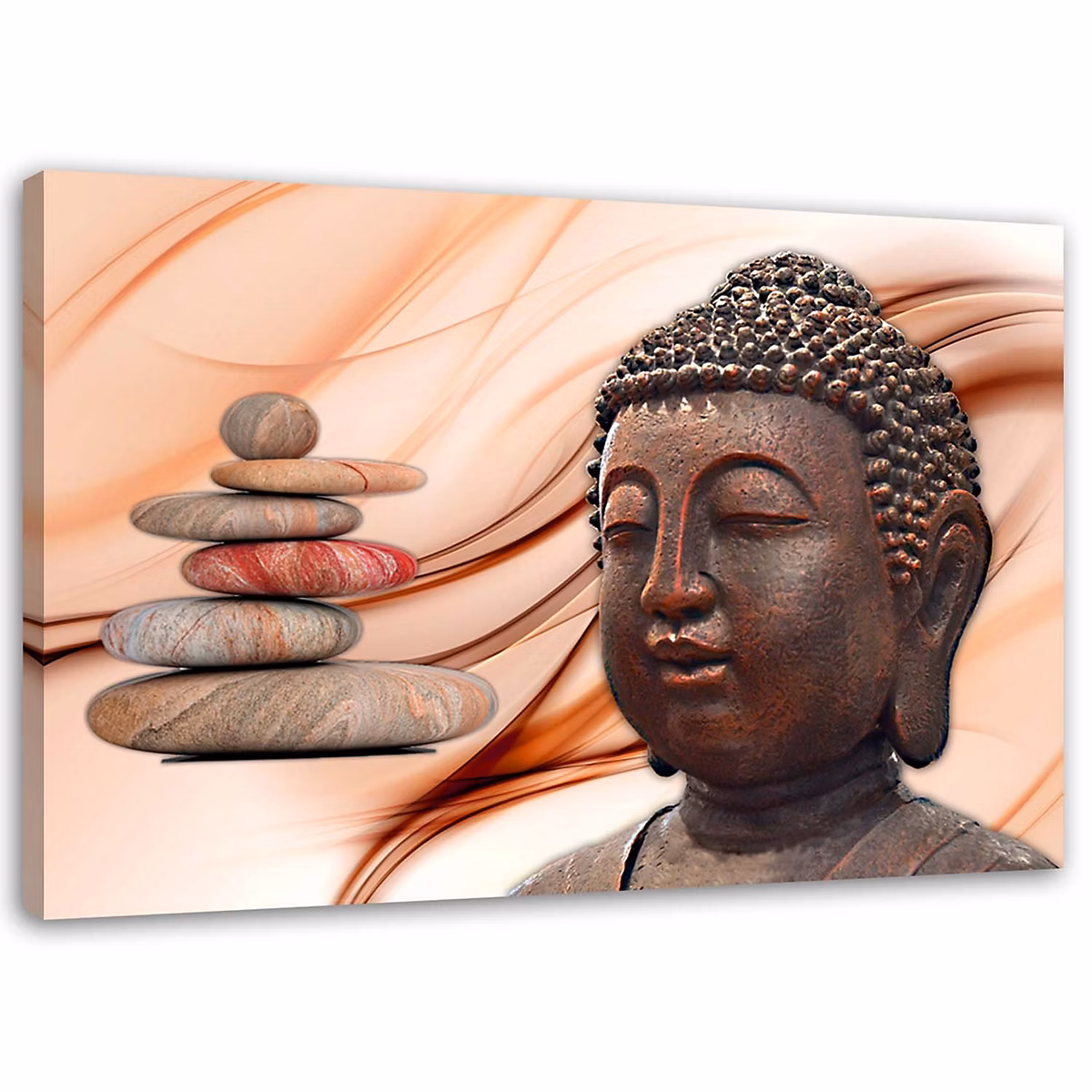 Cadre déco – Bouddha pierres 90 × 60 cm