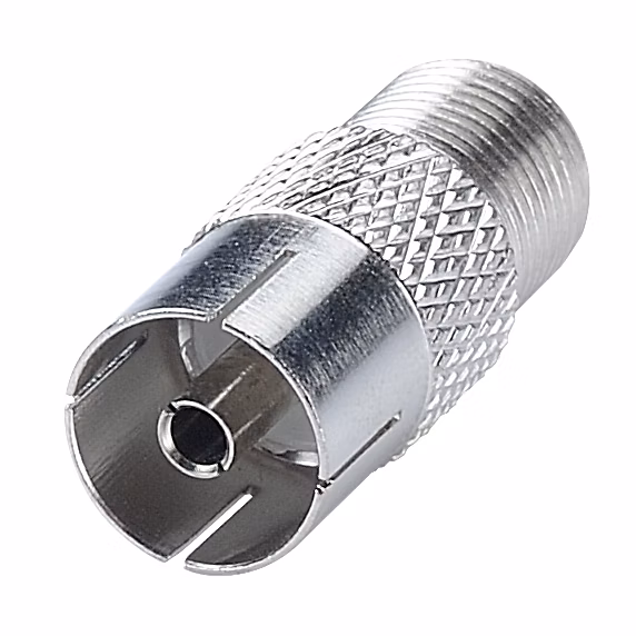 Adaptateur | F 7 mm femelle / TV 9.52 mm femelle – connecteurs plaqués nickel – Erard