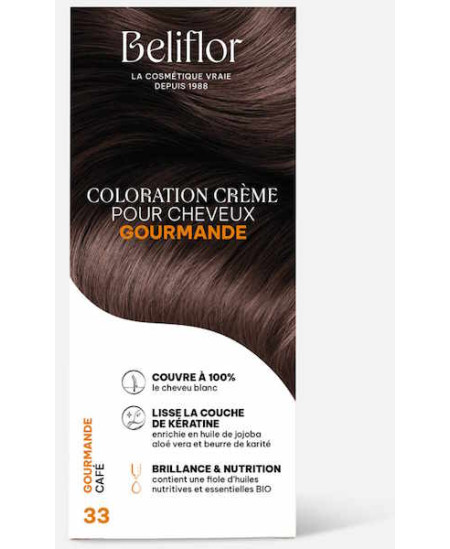 Beliflor Coloration Crème pour Cheveux Gourmande 33 Café