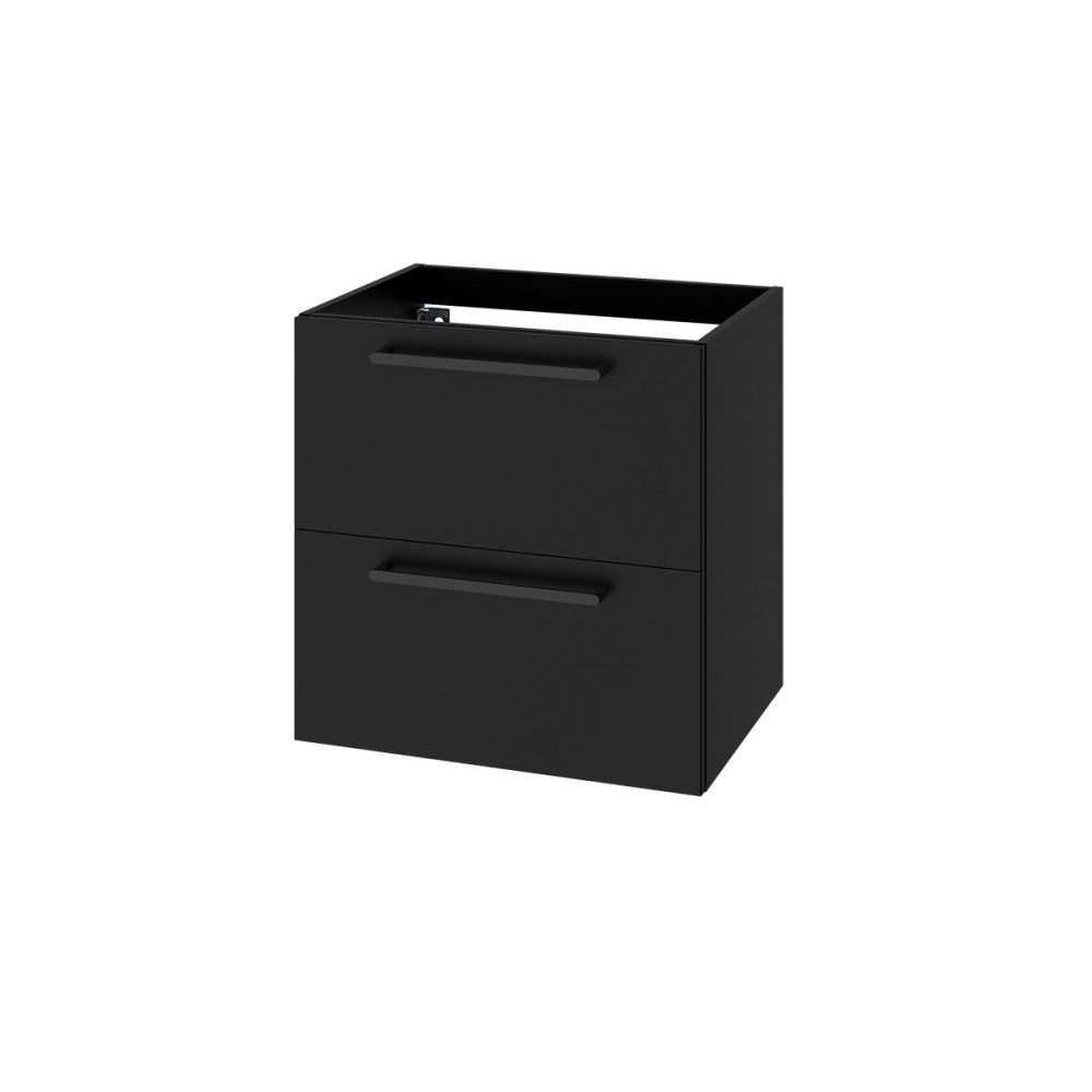 Meuble de salle de bains – Meuble sous vasque suspendu noir mat 2 tiroirs l.60 x H.60 x P.45 cm GoodHome Imandra