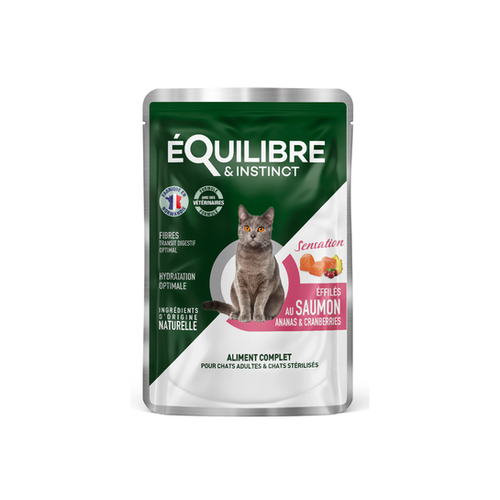 POCHON ÉFFILÉS CHAT - ÉQUILIBRE & INSTINCT® SENSATION - SAUMON - 85G
