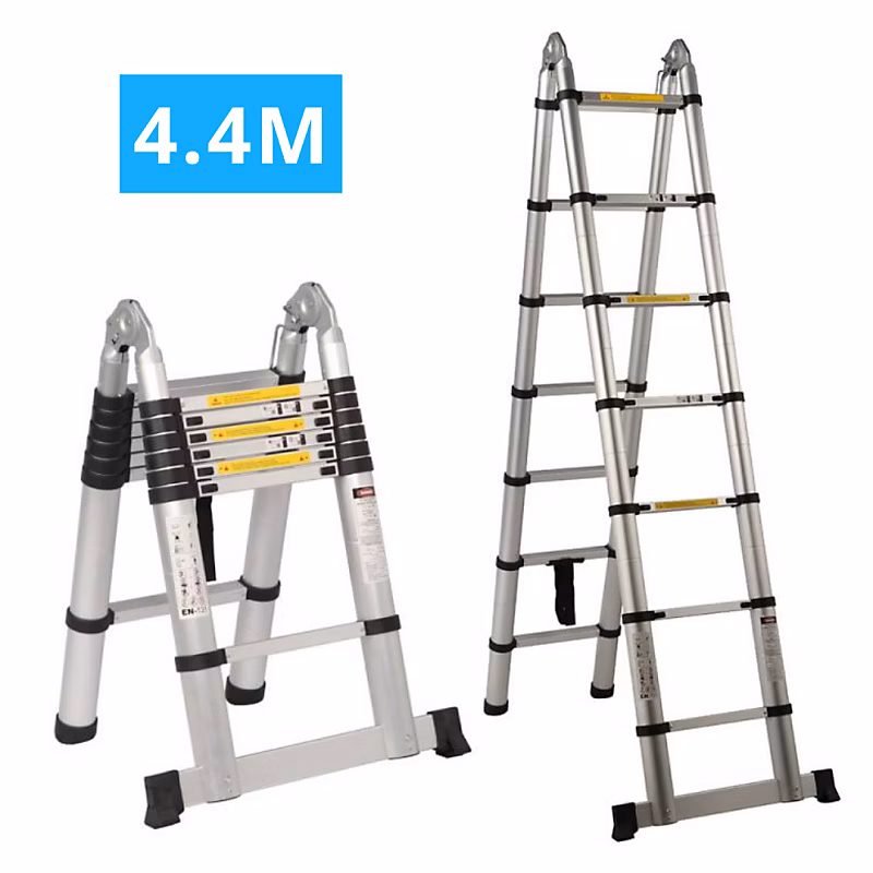 Echelle/escabeau télescopique double – Aluminium 2 × 7 marches H4.4m (2, 2+2,2)