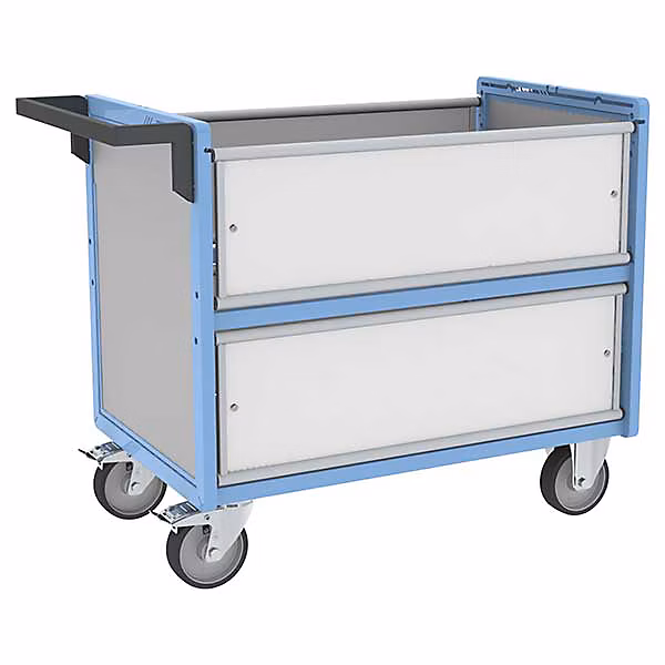 Chariot conteneur industriel pour produits chimiques – Plateau 835 × 465mm, Charge max 250kg, 800726112