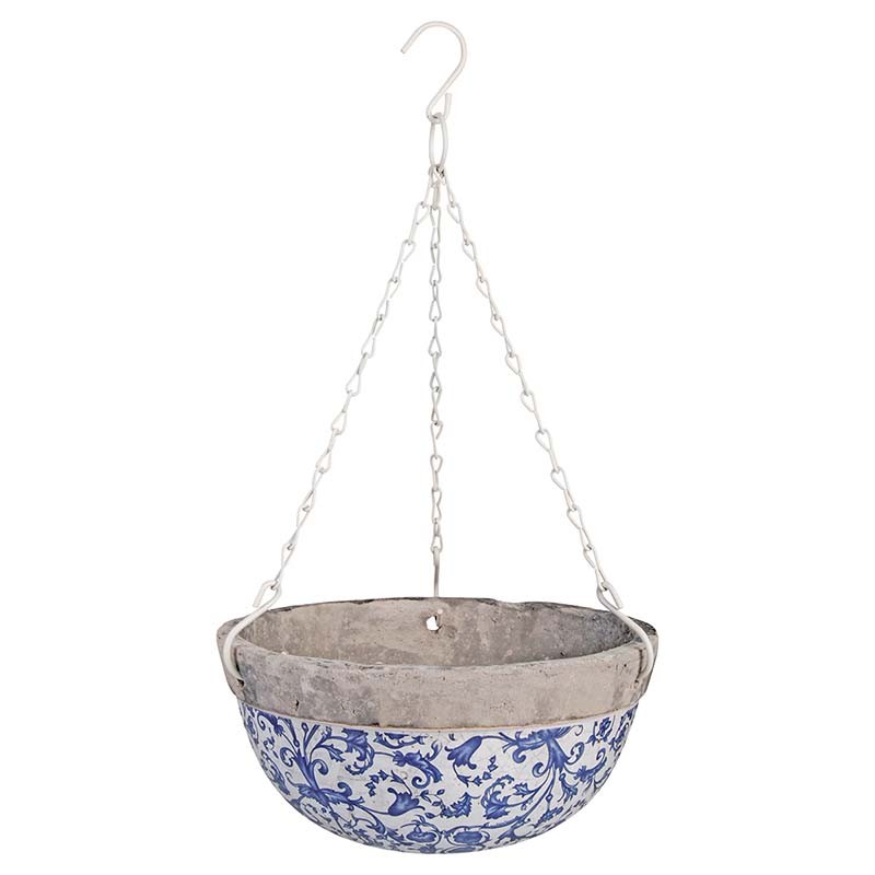 Panier suspendu en céramique patiné - Décoration de jardin