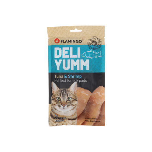 FRIANDISES POUR CHAT FLAMINGO® DELI YUMM PÂTÉ THON & CREVETTES - 70G