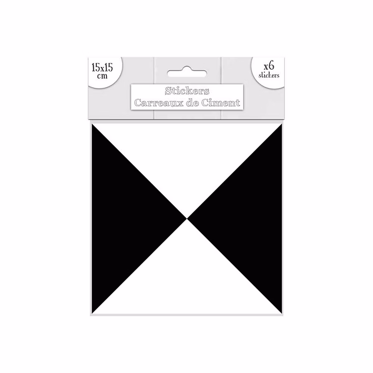Ensemble de 6 stickers carreaux de ciment triangles Blanc – L. 15 x l. 15 x H. 0.1 cm