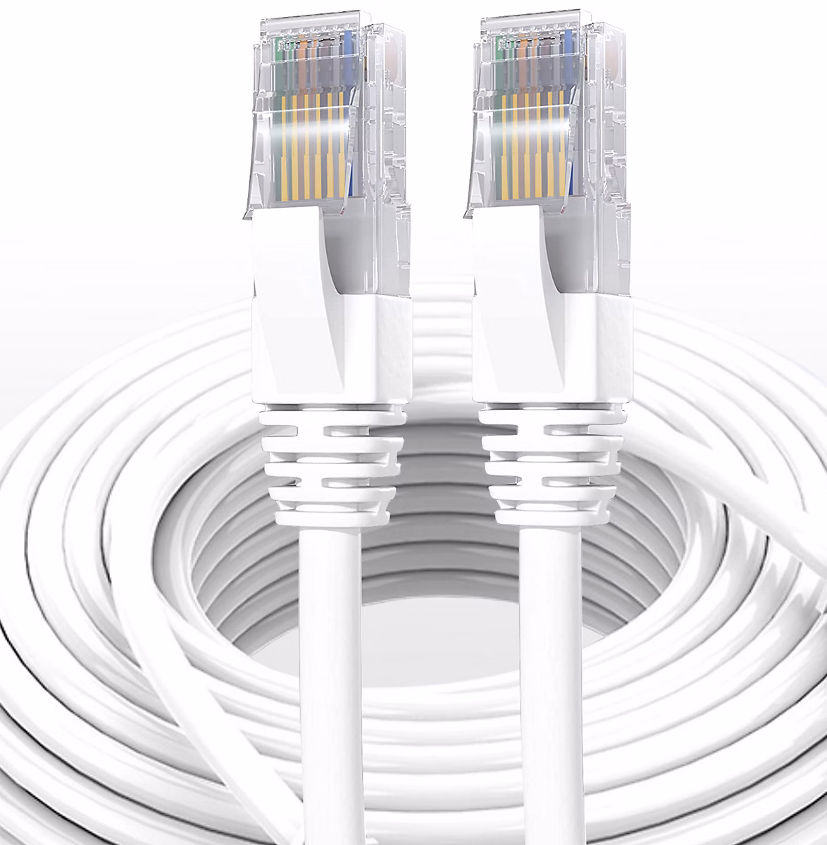 Elfcam – Câble Ethernet RJ45 Cat 7 SFTP 1.5m (Rond Blanc), 10Gbps, 600MHz, Cuivre, Anti, Interférences