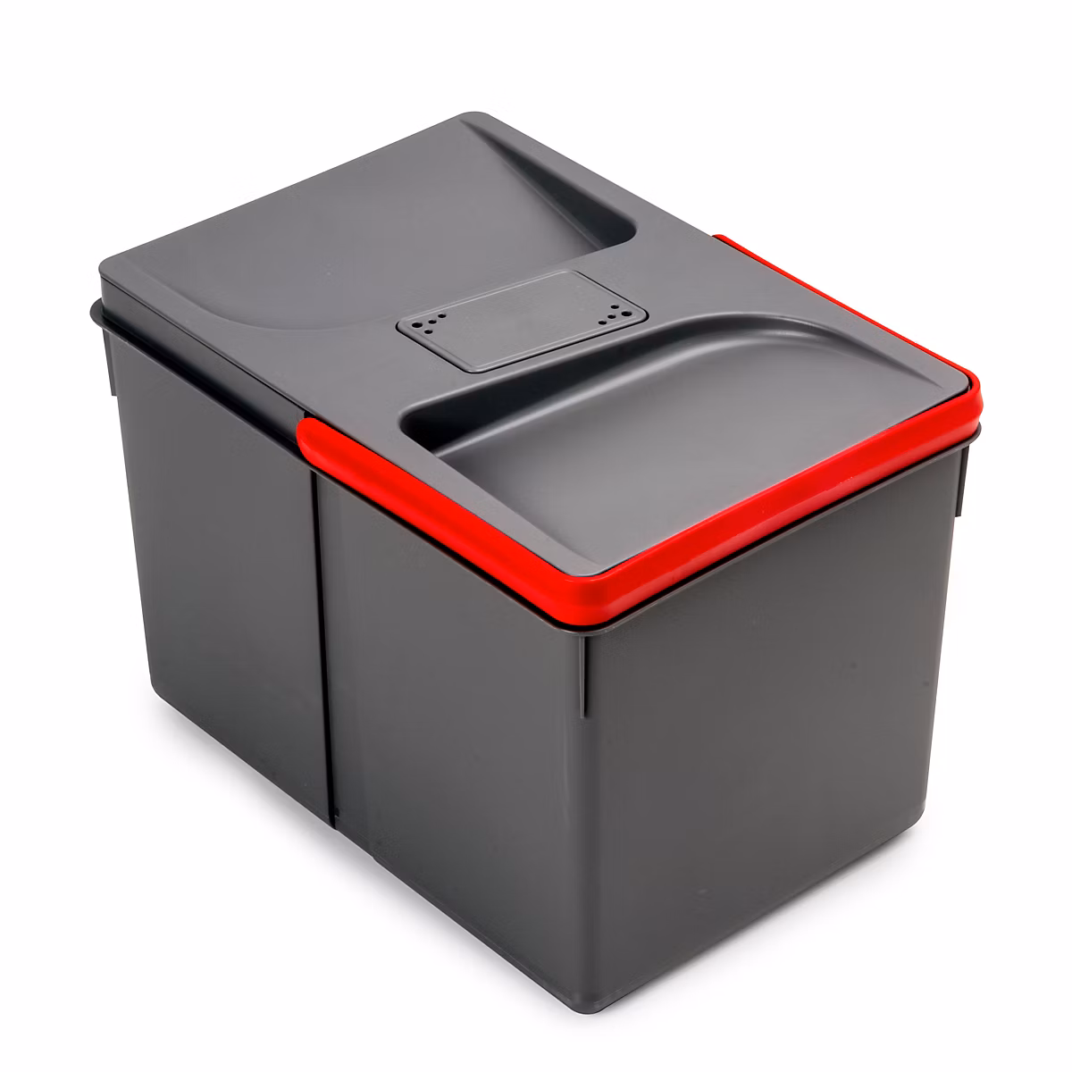 Emuca Poubelles pour tiroir de cuisine Recycle avec couvercle anti | odeurs – Hauteur 216mm – 1x12litres – Plastique gris anthracite