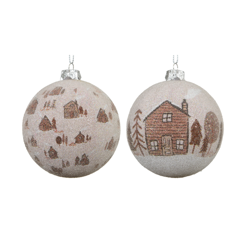 BOULE DE NOËL EN MOUSSE MOTIF MAISON DE NOËL - BRUN - ∅8CM