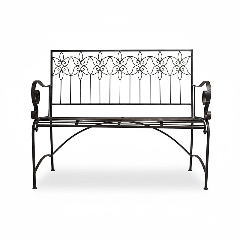 Banc jardin fer plein gris acier 114 × 46 × 91cm