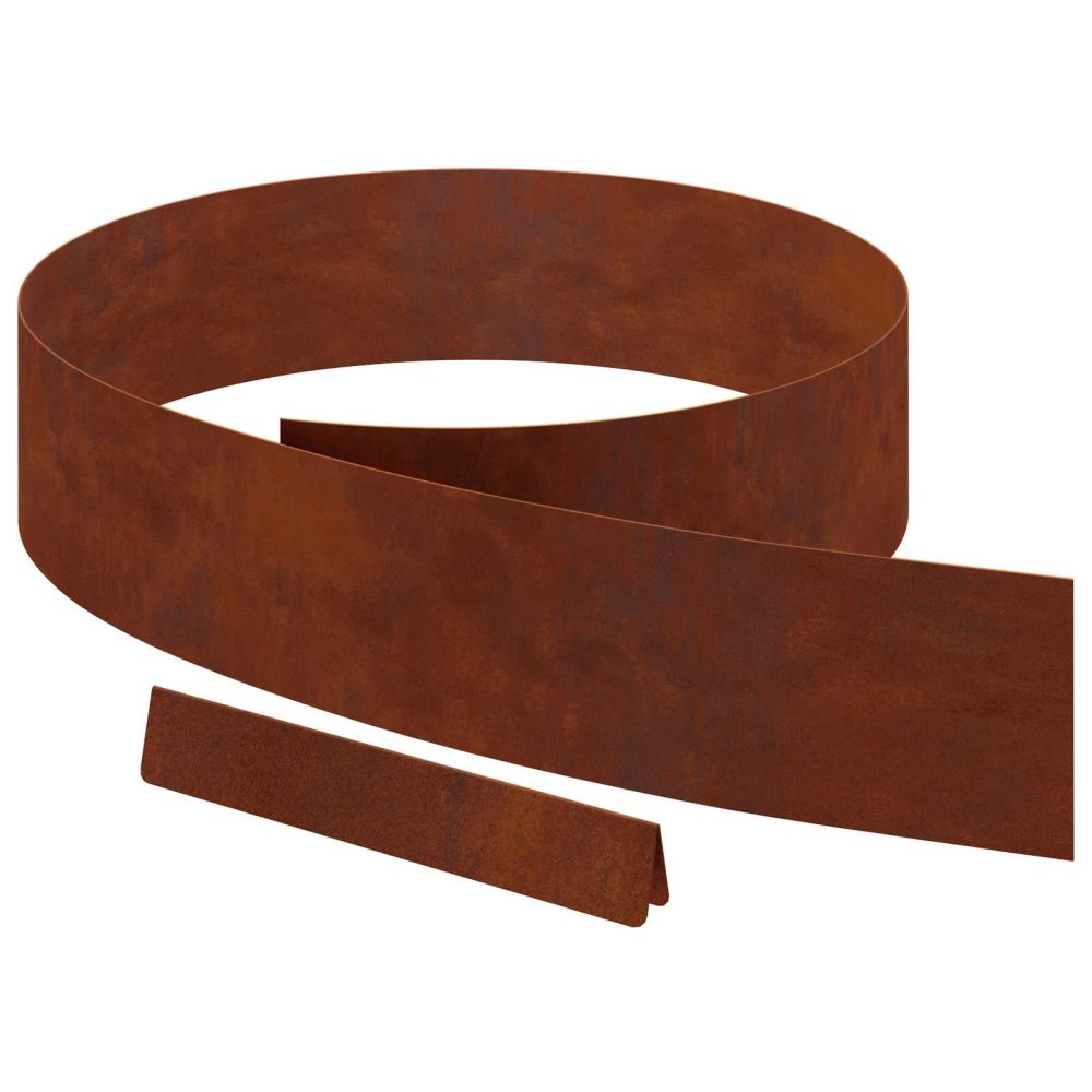 vidaXL Bordure de Pelouse 4 pc 450 x 15 cm Acier patiné Rouillé