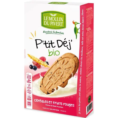 Pour vivre dehors：P'tit Dej Fruits rouges bio 190 g LE MOULIN DU PIVERT