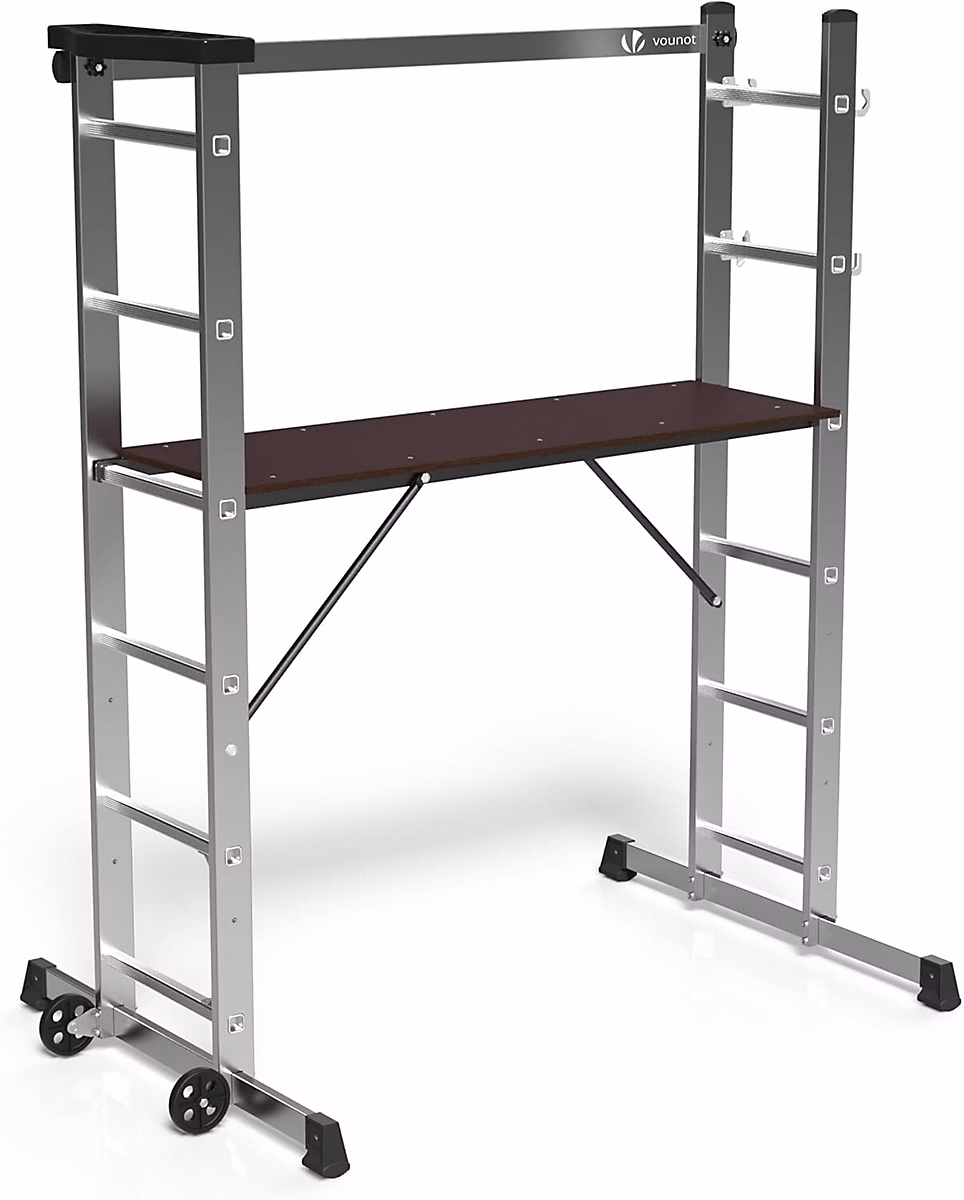 Echafaudage Aluminium 3 En 1 Multifonction Plateforme 120 × 40cm Charge 150KG 6 Positions