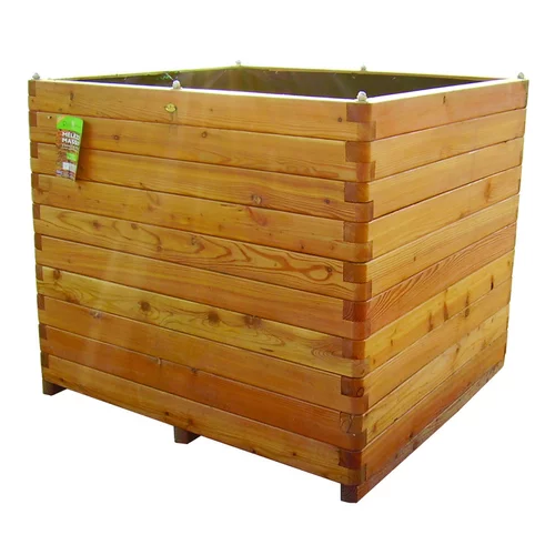 Une idée maline pour l’extérieur：Bac carré en bois de Mélèze huilé Robin Hood Renata - 100 x 100 x 100 cm