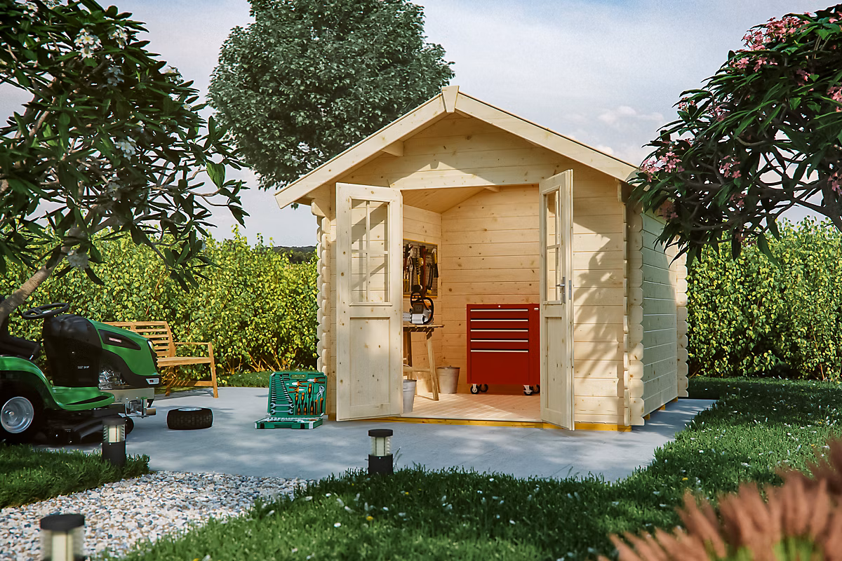 Abri de jardin SKAN HOLZ Palma 250 × 200cm – 28mm, non traité