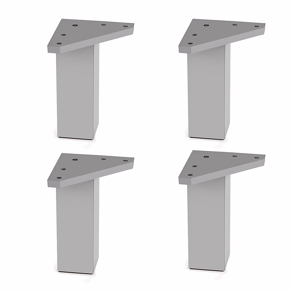 4 un. Pied carré pour meuble en plastique ABS résine ANTI-HUMIDITÉ 40 × 40mm hauteur 100mm aluminium mat