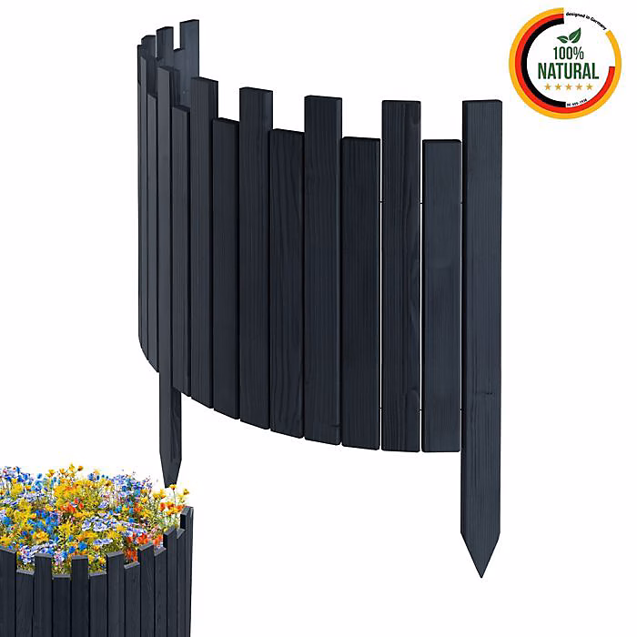 Bordure de Jardin – Anthracite | 100 cm x 40 cm | Bois de Pin | Design Élégant | Durable
