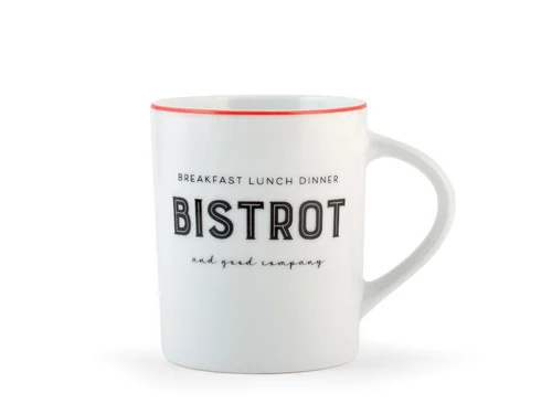 Votre allié à l’extérieur：Mug Bistrot coloris blanc en porcelaine - 32 cl