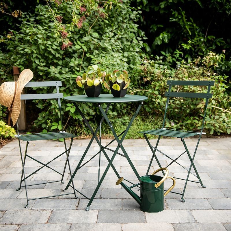 Table bistrot ronde pliable en métal vert
