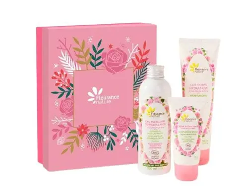 Pour profiter dehors：Coffret rose délicate Cosmos Organic Fleurance nature - 400 ml