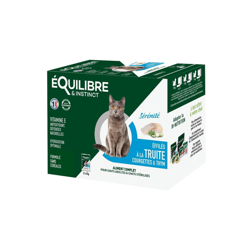 PACK POCHONS ÉFFILÉS CHAT - ÉQUILIBRE & INSTINCT® SÉRÉNITÉ - TRUITE - 12X85G