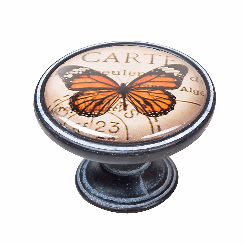 Bouton de meuble zamac diamètre 37 mm oxydé decapé papillon 1 lot de 12 piéces – Réf. DKNRMWRFT4846635253