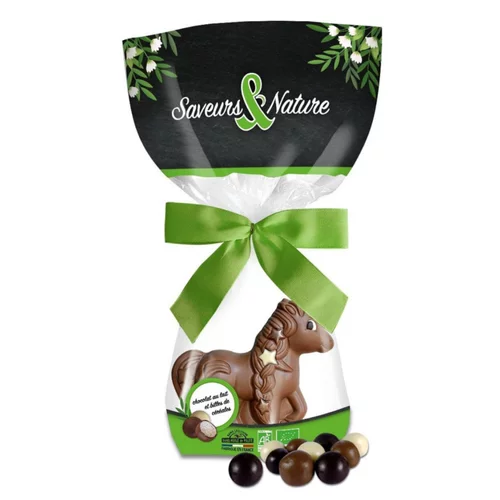 Extérieur accessoire：Licorne de chocolat au lait et billes crousty bio Saveurs et Nature - 100 g