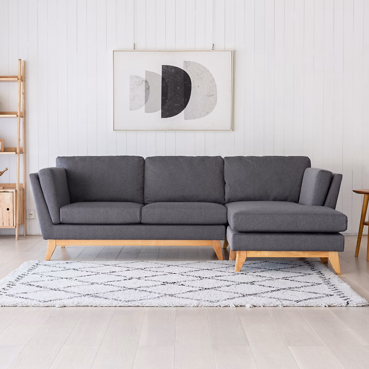 Canapé d'angle réversible 4 places en tissu gris foncé NORDEN | Canapé