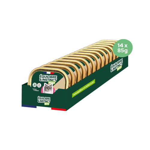 TERRINE POUR CHAT ADULTE & STÉRILISÉ ÉQUILIBRE & INSTINCT® BIO - SAUMON - 14X85G
