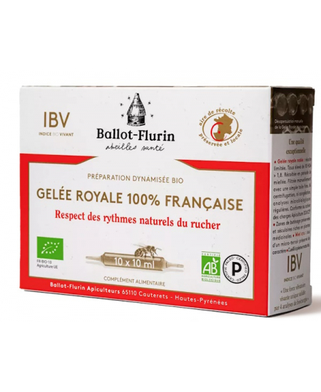 Ballot Flurin - Gelée Royale française Préparation Dynamisée - 10 ampoules de 10 ml